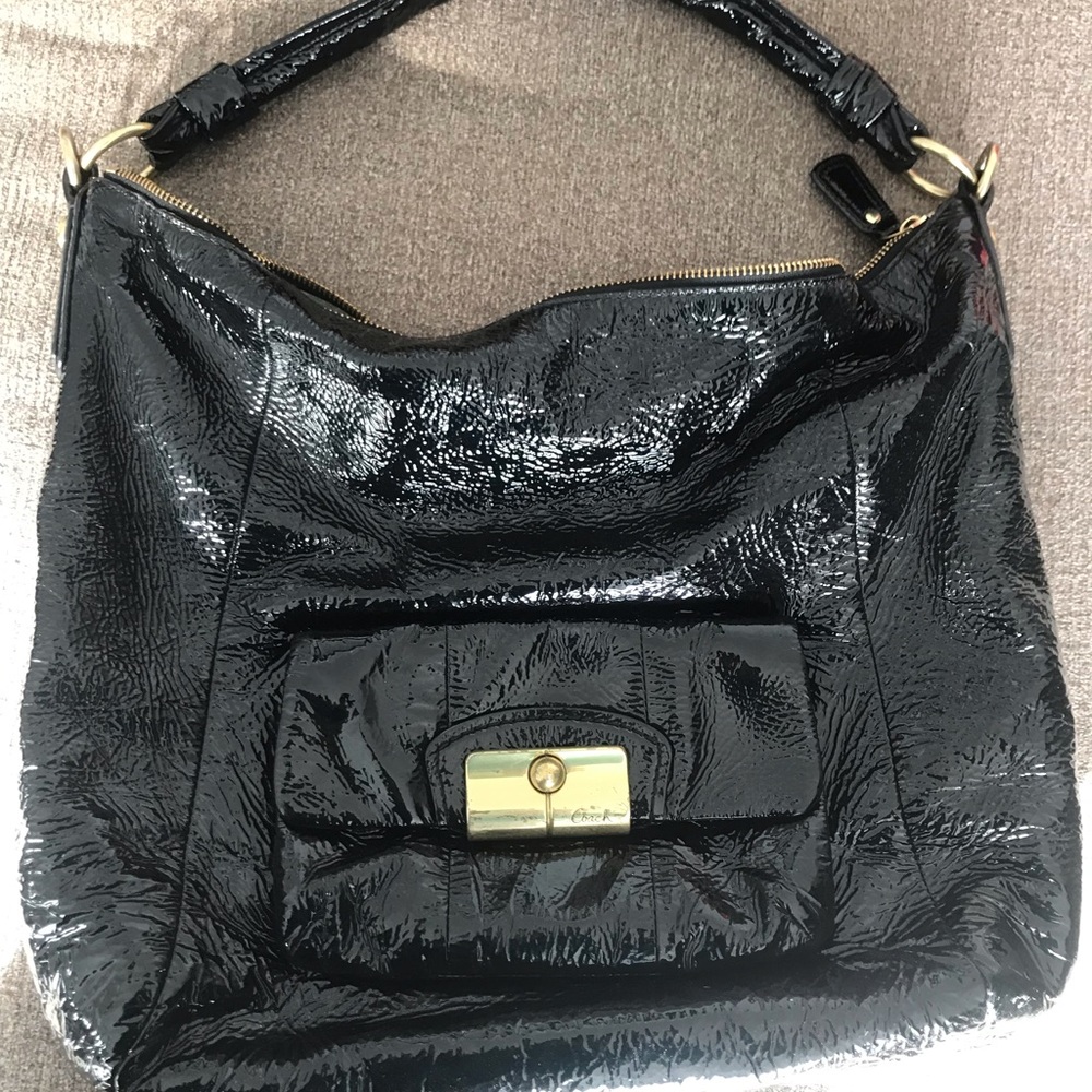 Coach Black Patent Leather Hobo bag